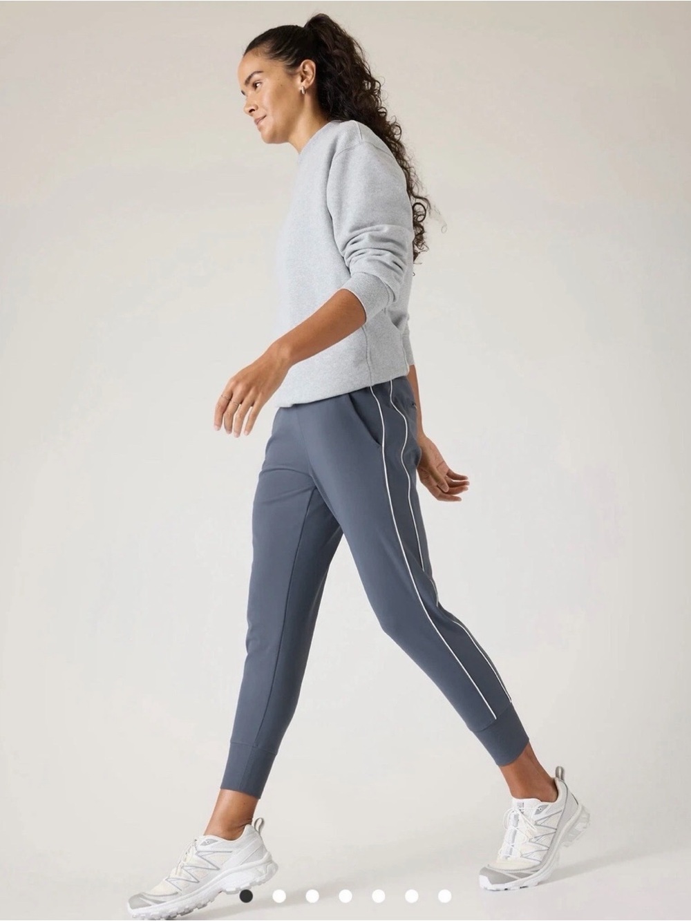 Athleta Slate-Blue Track Joggers with White Side Piping ****Small Tall****